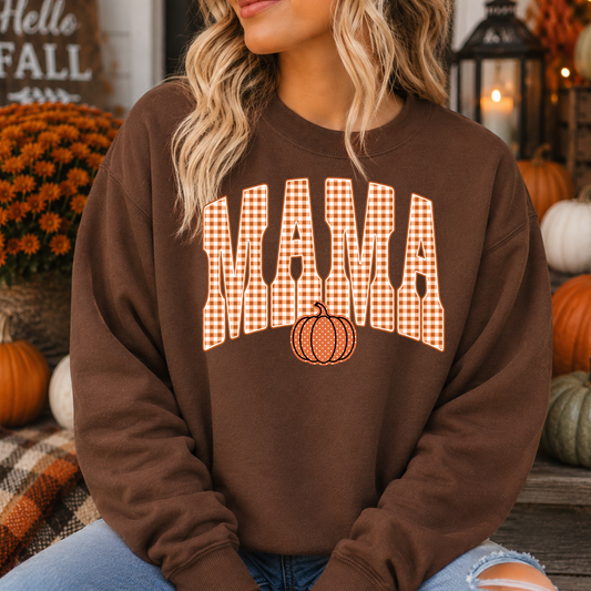 Orange Plaid Mama DTF Print