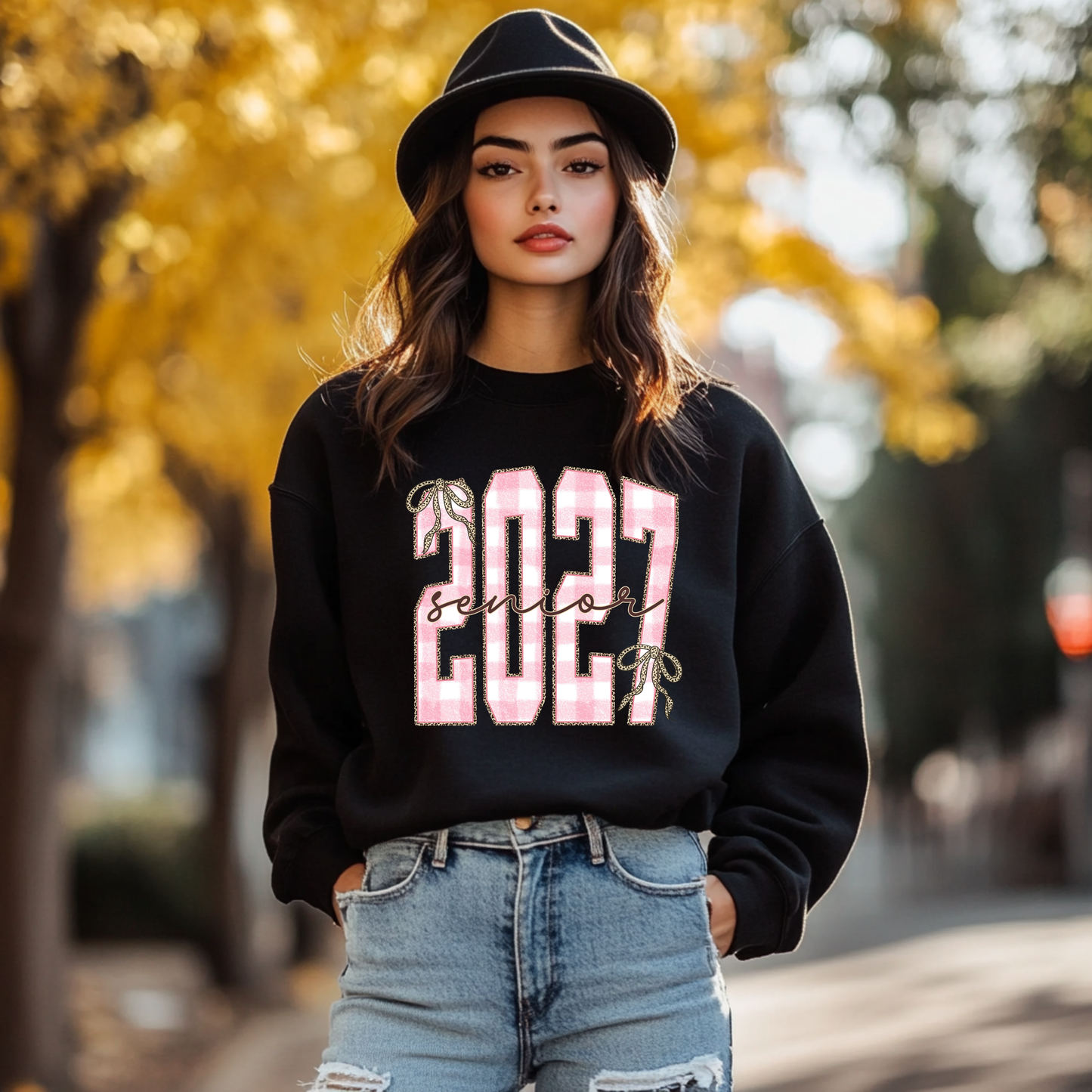 Preppy Senior 2027 Pink Plaid DTF Print