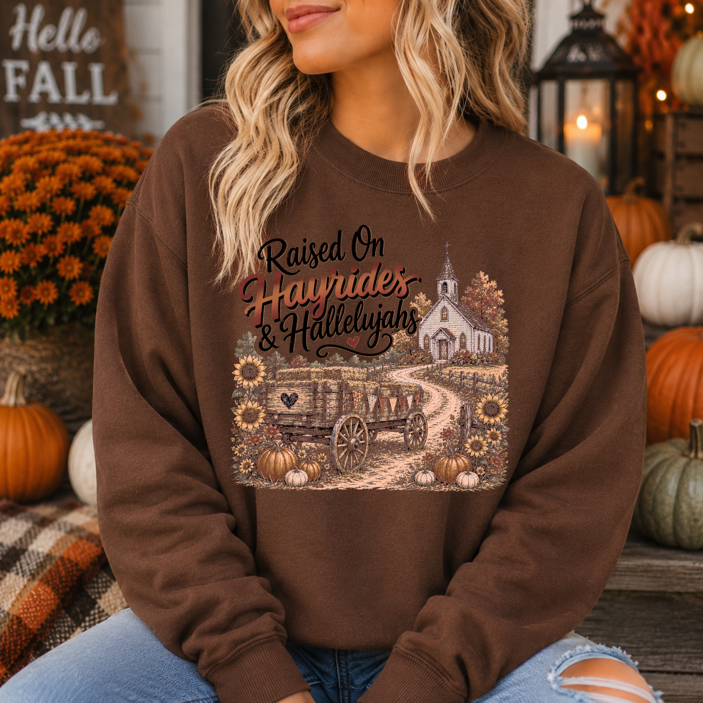 Raised On Hayrides And Halleijiahs DTF Print
