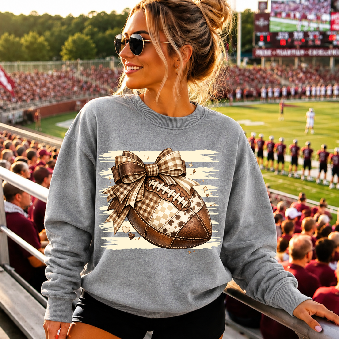 Preppy Football With Bow DTF Print