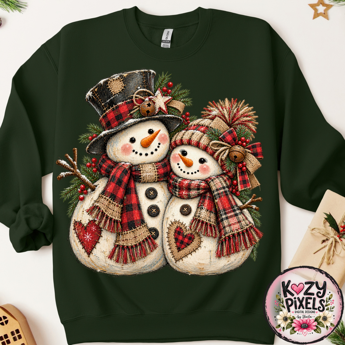 Red Snowmans DTF Print