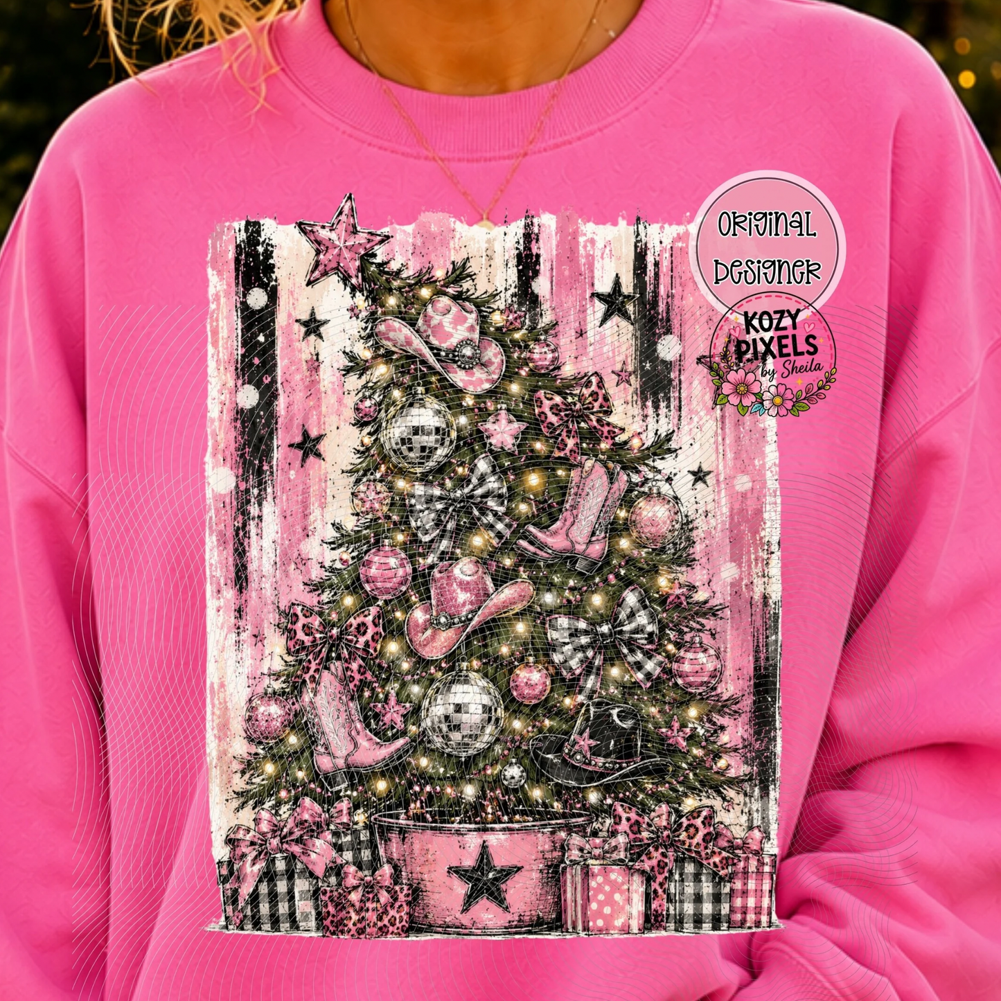 Western Christmas Tree DTF Print