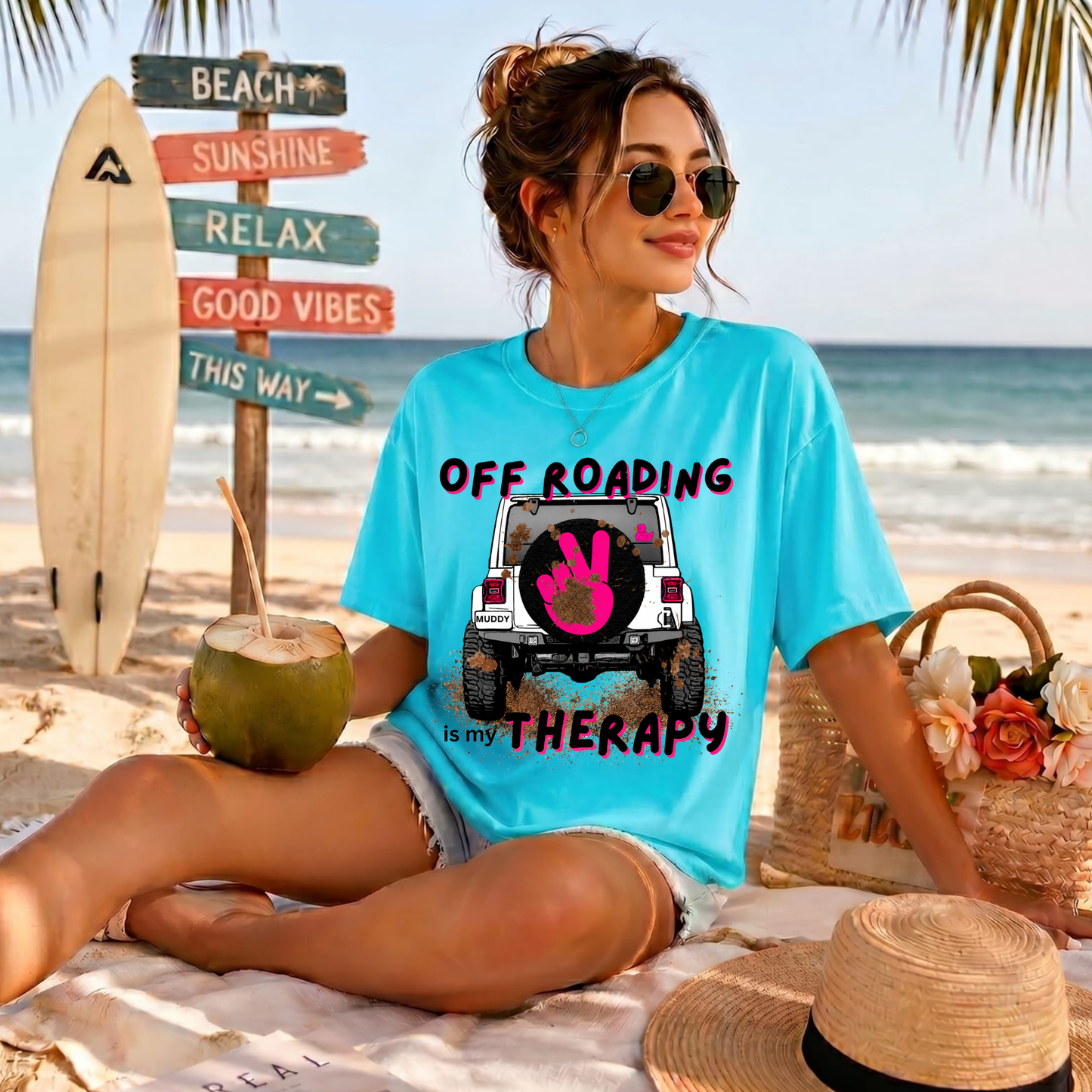 Off Roading Is My Therapy Jeep DTF Print