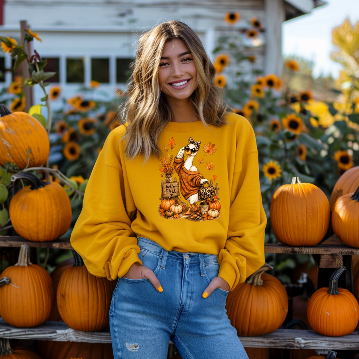 Hello Fall Goose DTF Print