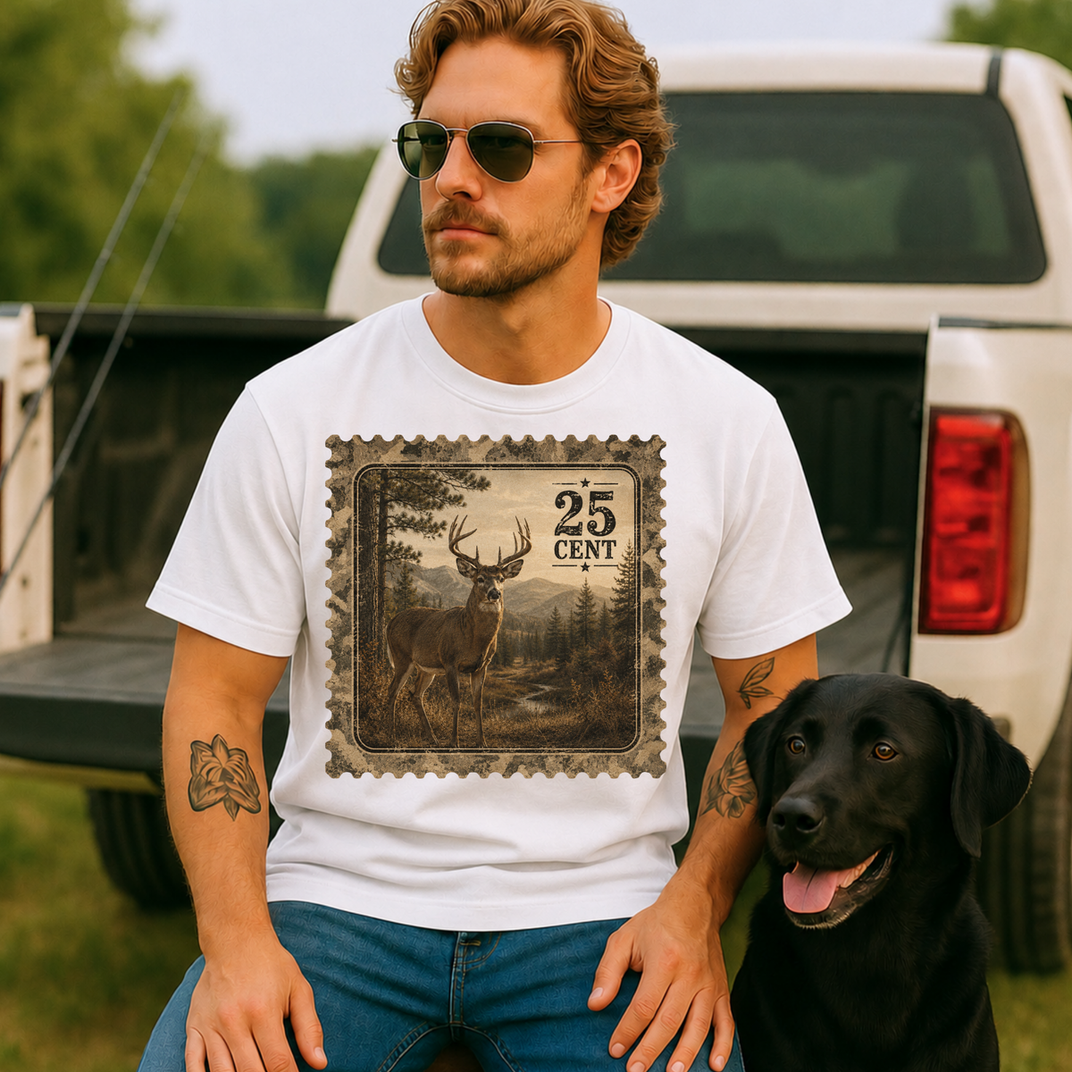 25 Cent Stamo With Deer DTF Print
