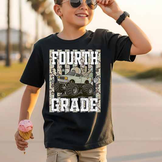 Camo Fourth Grade Truck  DTF Print
