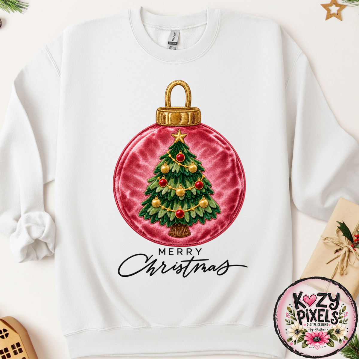 Pink Christmas Tree Buld DTF Print