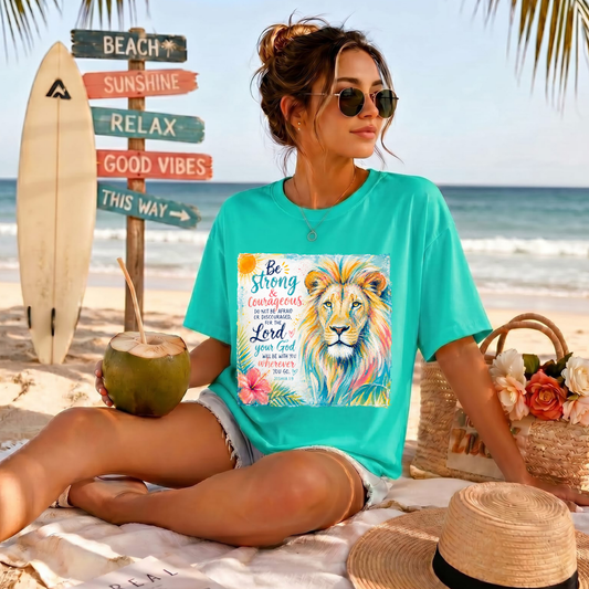 Be Strong And Corageous Lion DTF Print