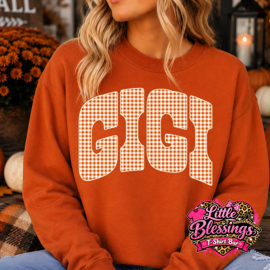 Orange Plaid Gigi DTF Print