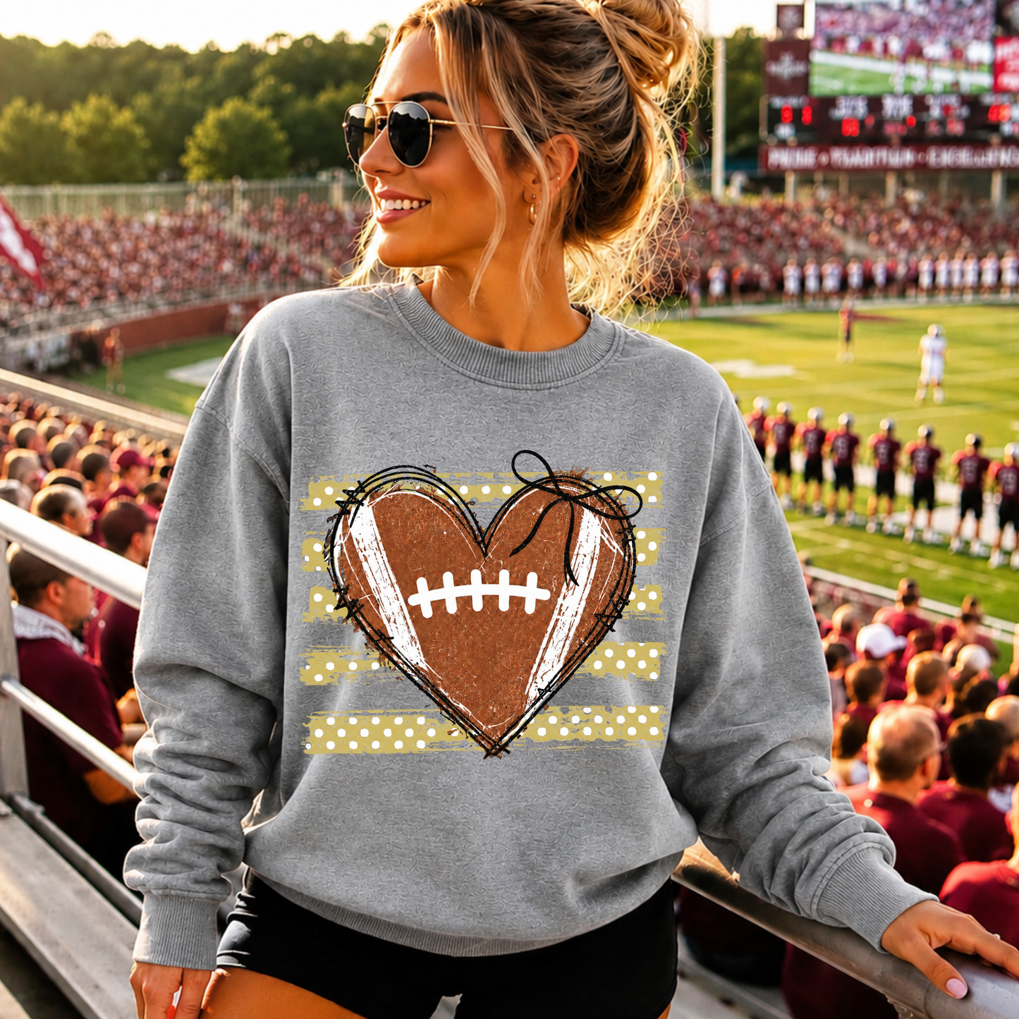 Yellow Football Heart DTF Print