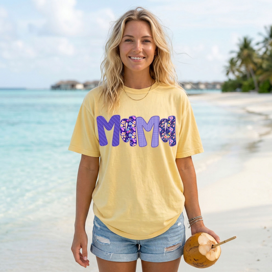 Purple & Flower Mama DTF Print