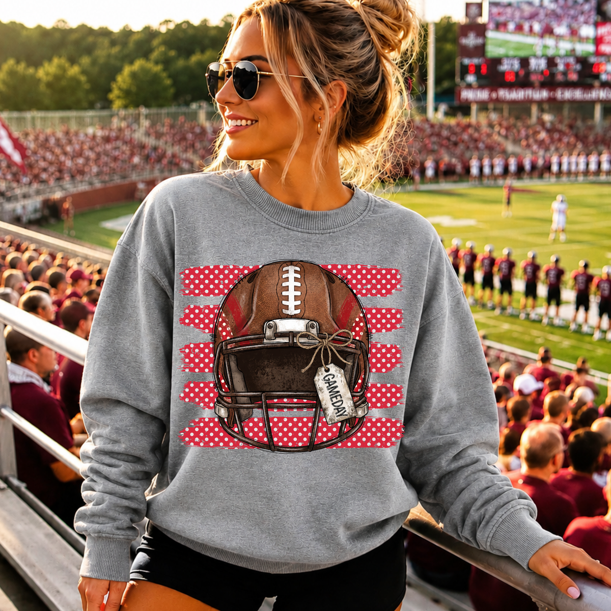 Red Football Helmet DTF Print