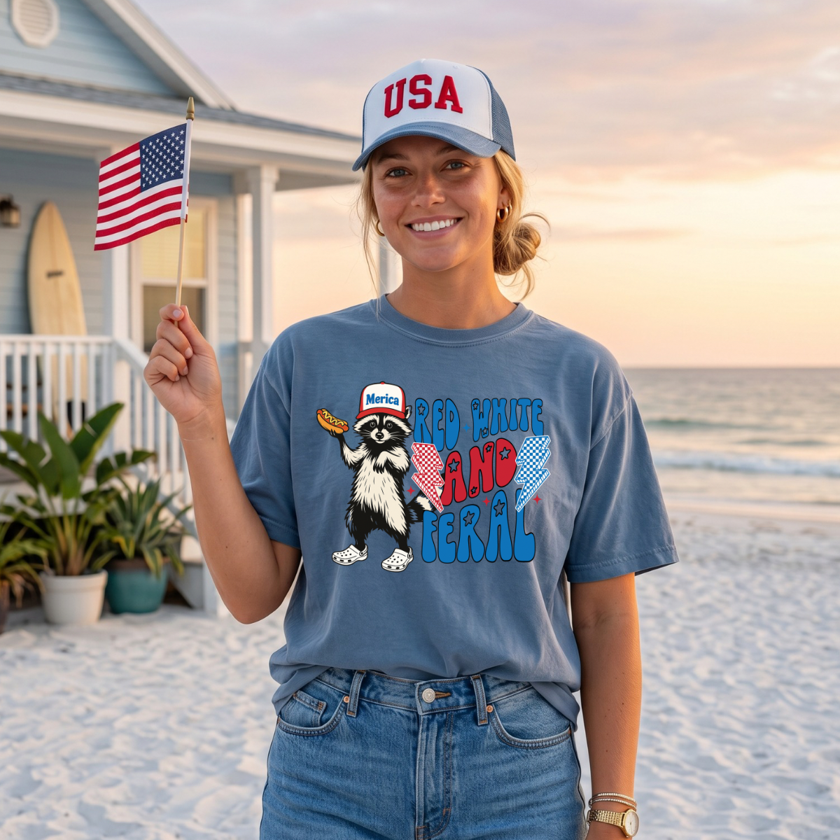 Red White And Feral 4th Of July DTF Print