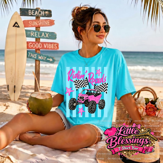 Ridin' Roads Pink Side By Side DTF Print