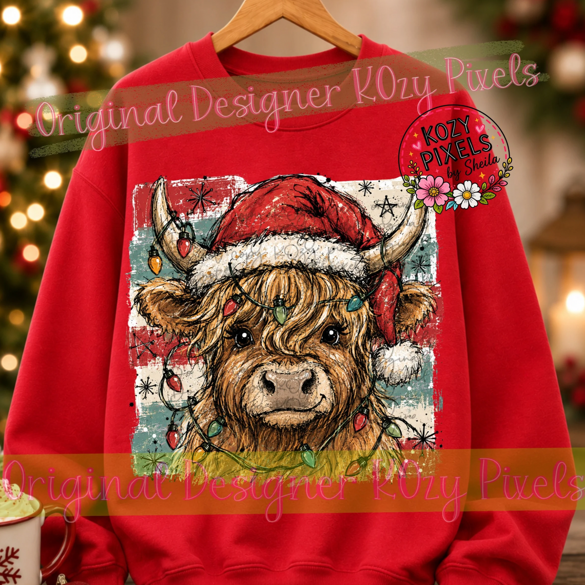 Preppy Highland Cow DTF Print