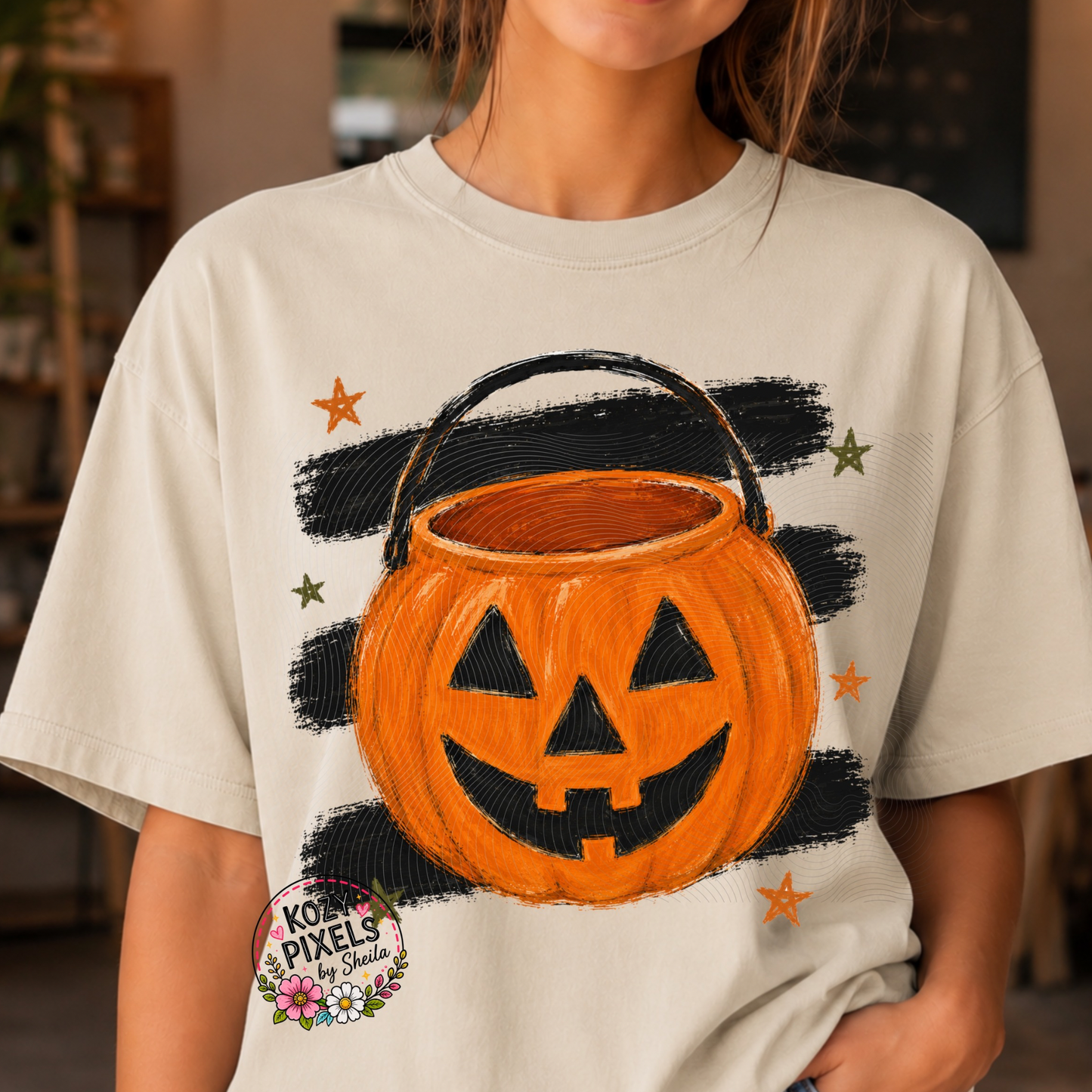 Pumpkin Trick Or Treat Candy Basket DTF Print