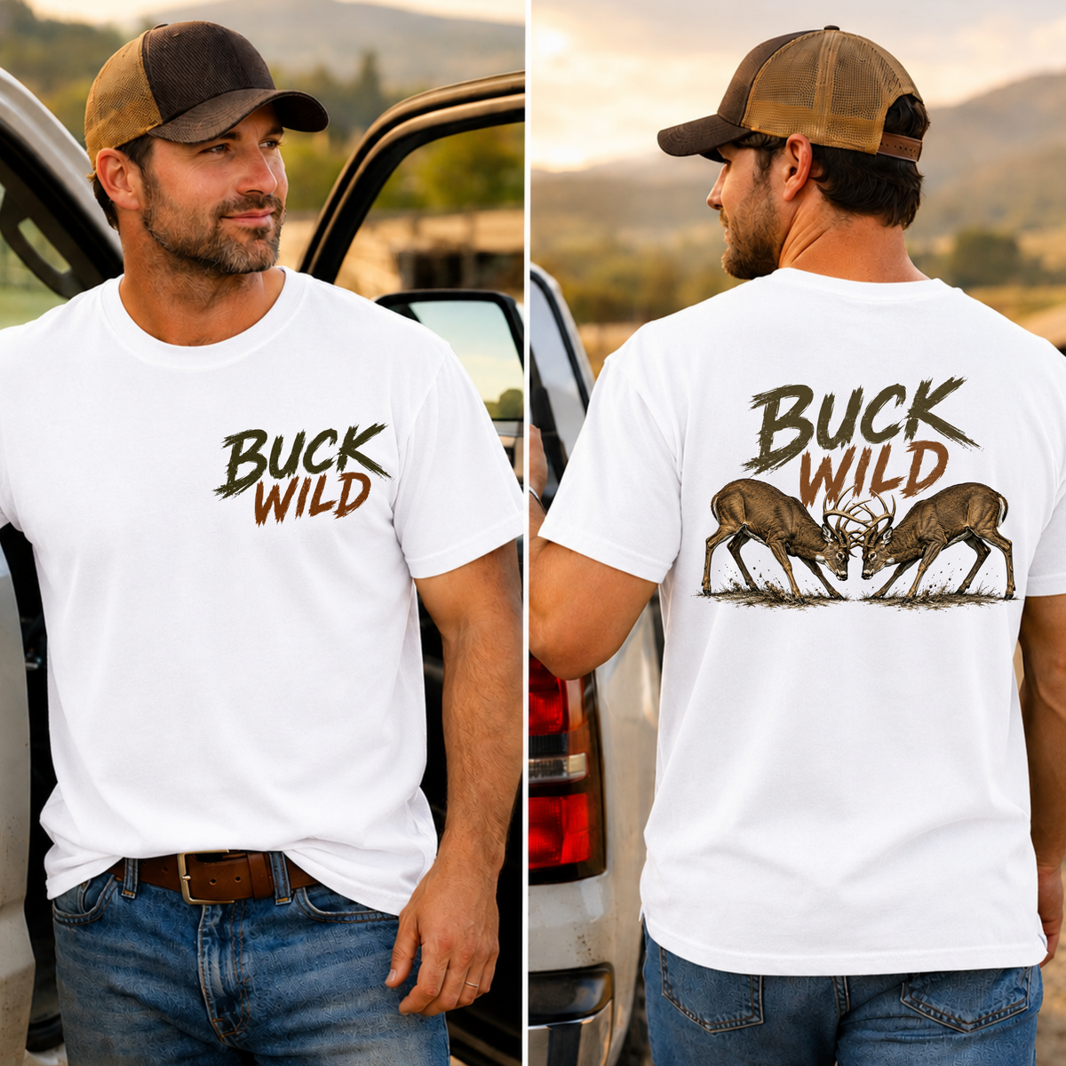 Buck Wild Deer DTF Print