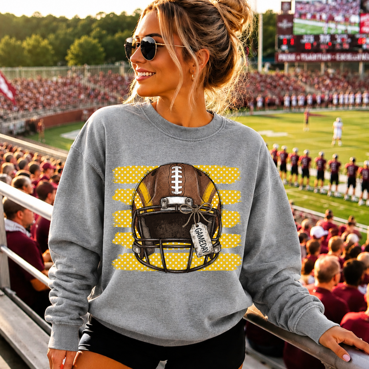 Yellow Football Helmet DTF Print