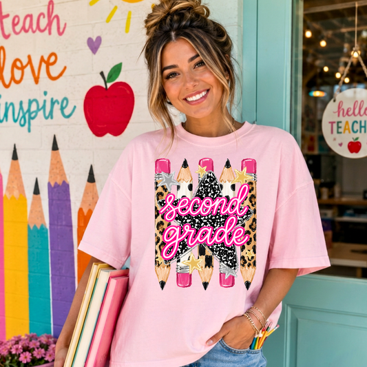 Preppy Pencils Second Grade DTF Print