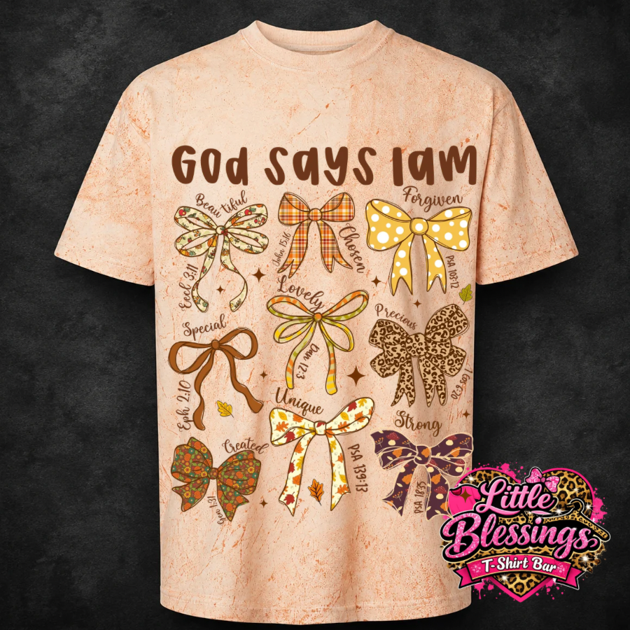 God Says I Am Bows DTF Print