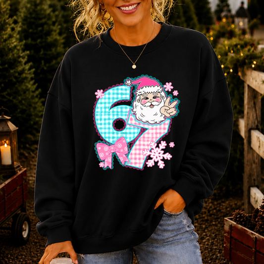 Girl 6 7 Santa DTF Print