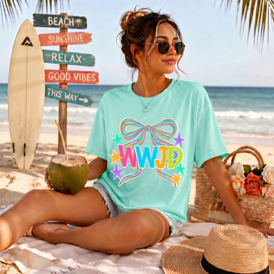 Summer WWJD Bow DTF Print