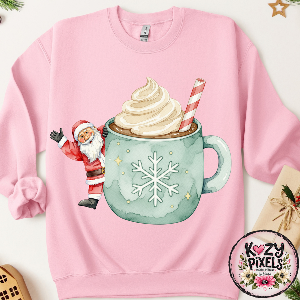 Santa And Hot Coco DTF Print