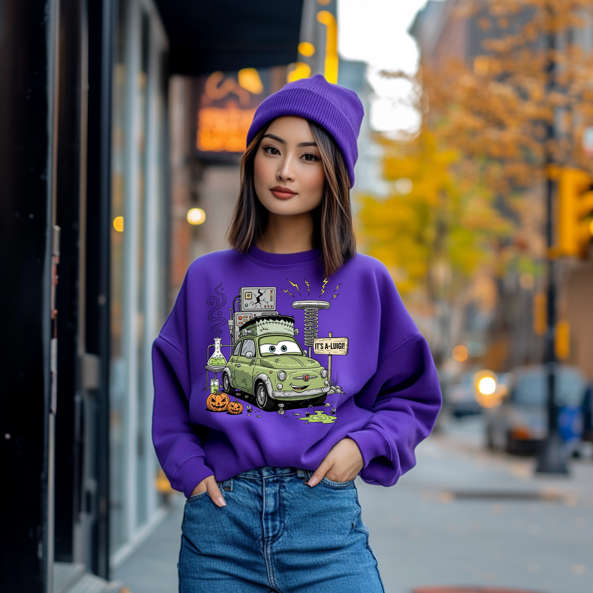 Halloween Green Car DTF Print