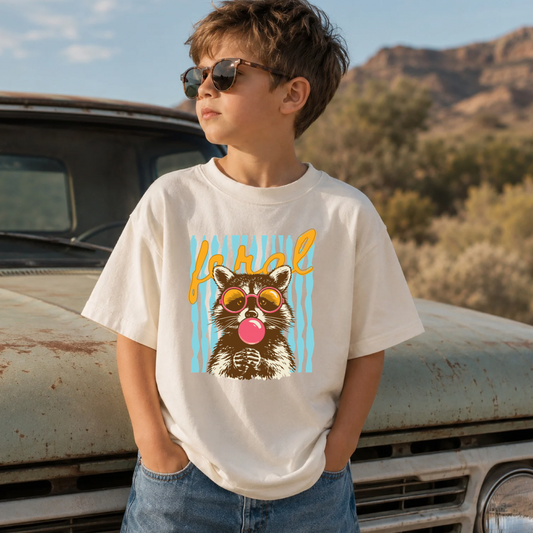 Feral With Raccon Blowing Bubble DTF Print