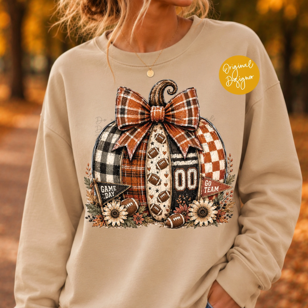 Football Pumpkin DTF Print