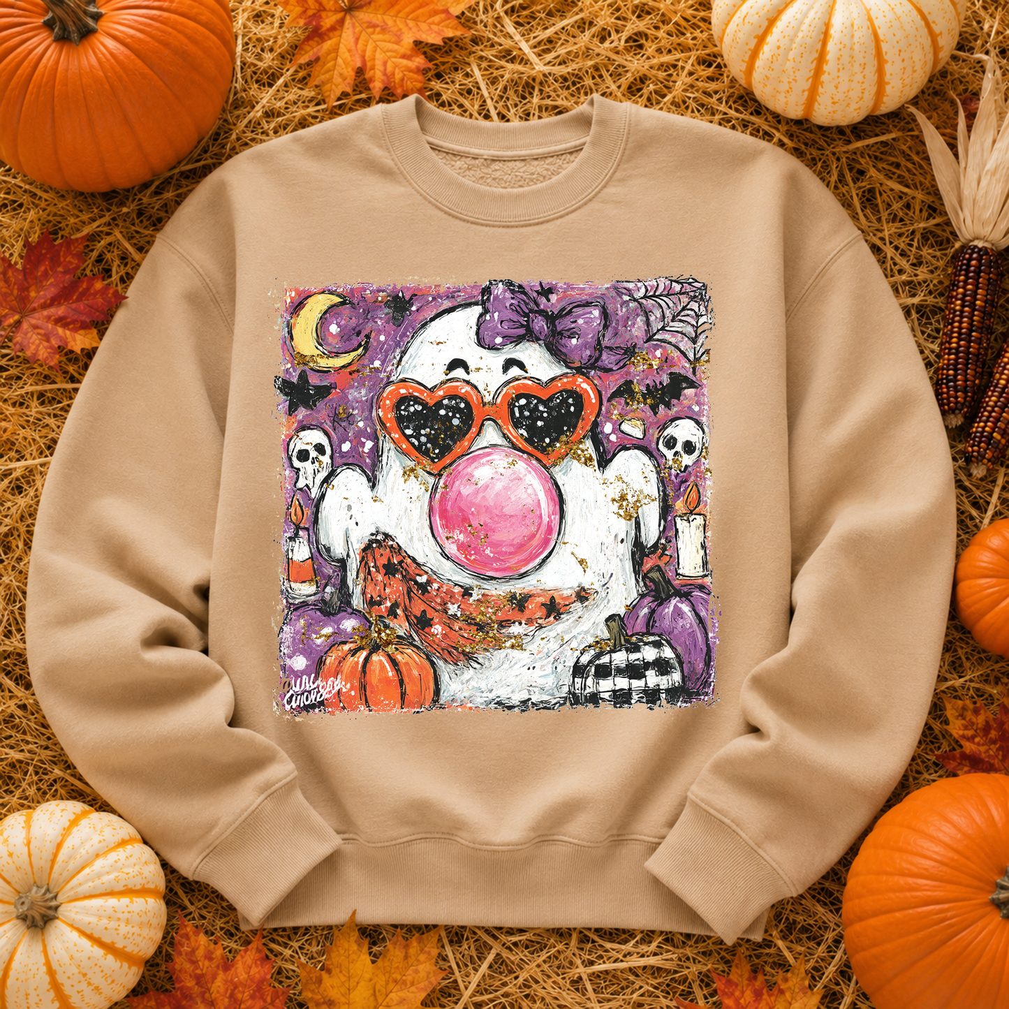 Ghost Blowing Bubble Gum Bubble DTF Print