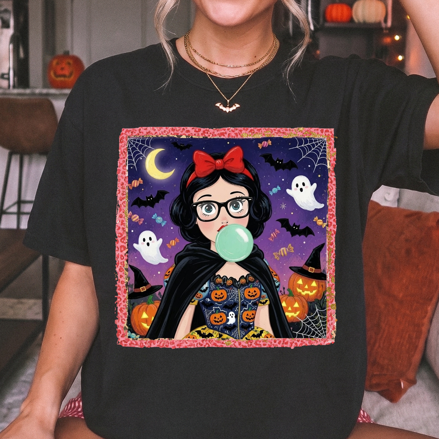 White Snow Halloween DTF Print