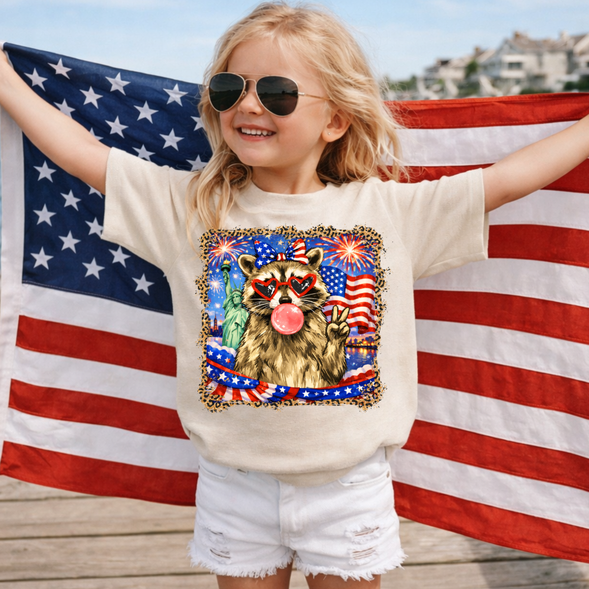 4th of July Racoon  DTF Print