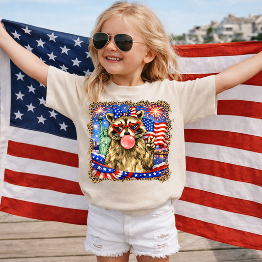 4th of July Racoon  DTF Print