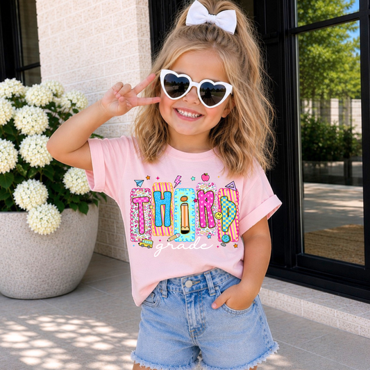 Preppy Colorful Third Grade DTF Print
