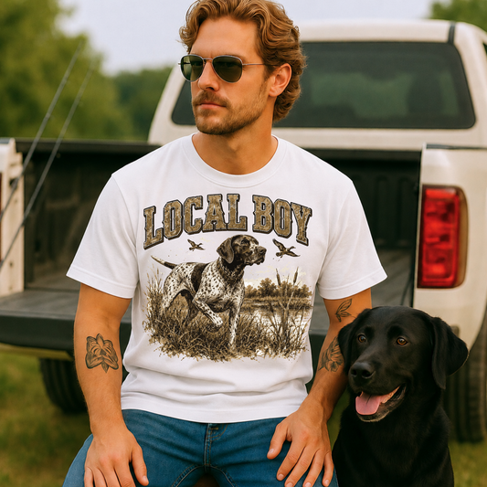 Local Boy Dog With Ducks DTF Print