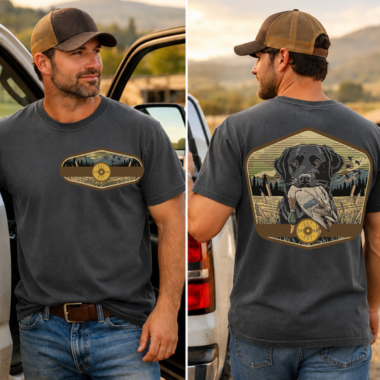 Black Lab With Duck DTF Print