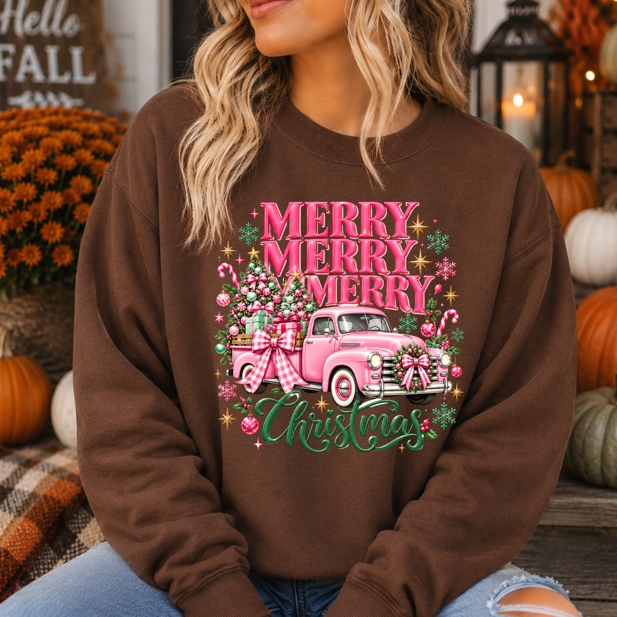 Pink Merry Christmas DTF Print
