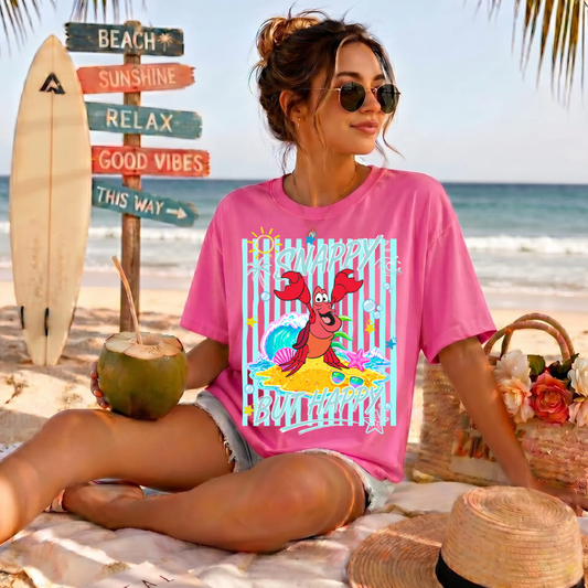Snappy But Happy Red Crab DTF Print