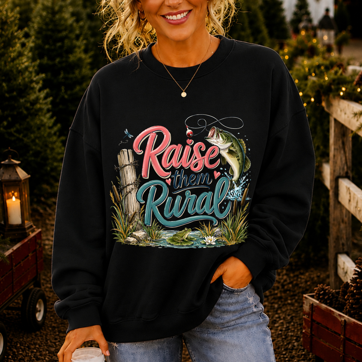 Raise Them Rural Fishing DTF Print