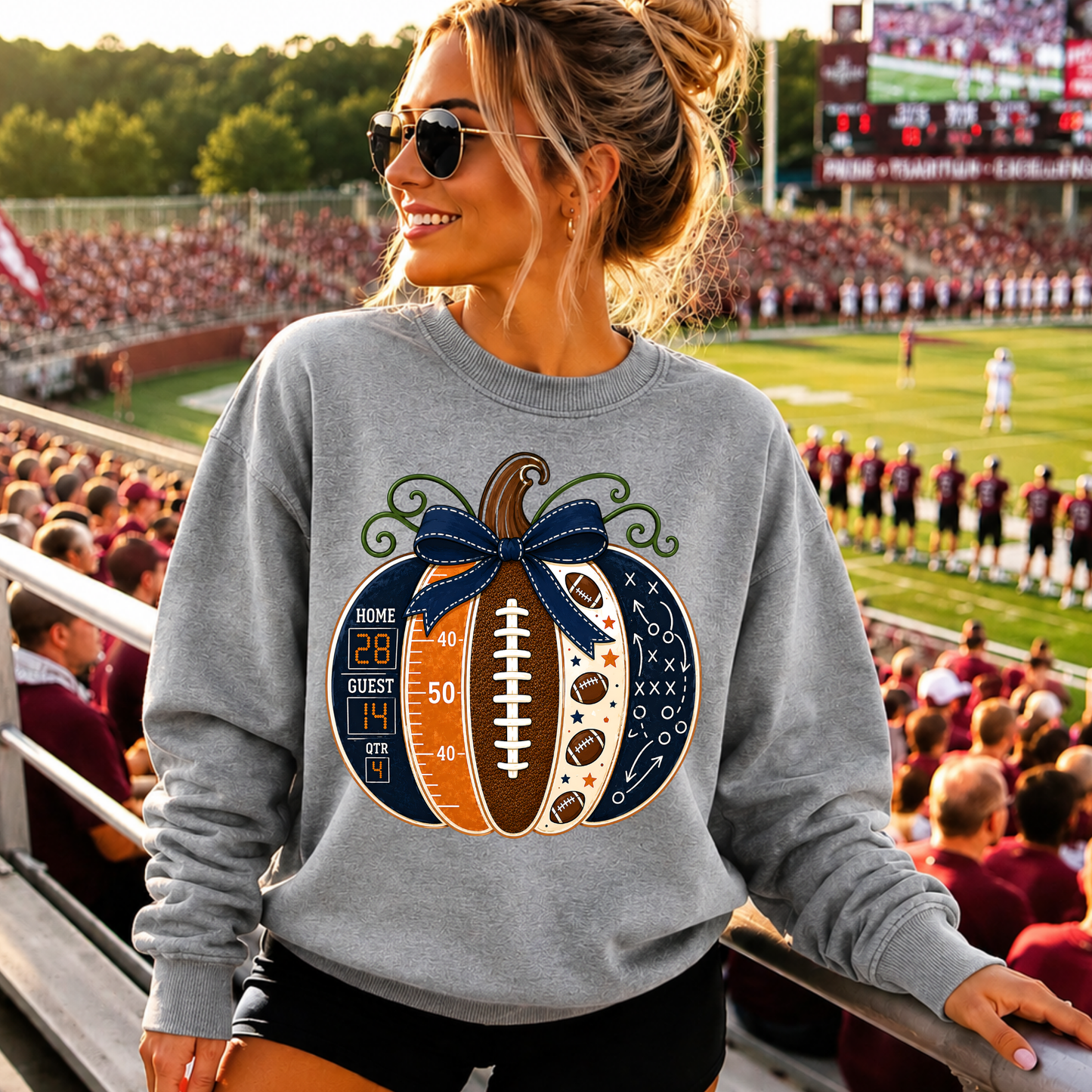 Football Pumpkin DTF Print