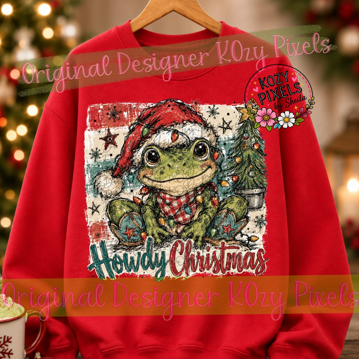 Howdy Christmas Frog DTF Print