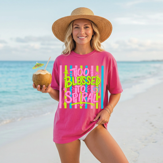 Too Blessed To Spiral DTF Print