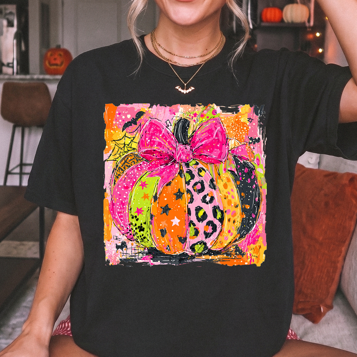 Preppy Colorful Pumpkin DTF Print
