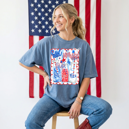 Red,White & Sip DTF Print