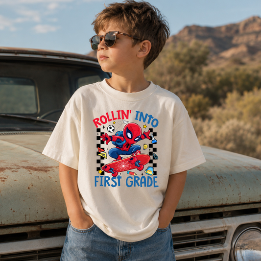 Rollin Into First Grade Spider Guy  DTF Print