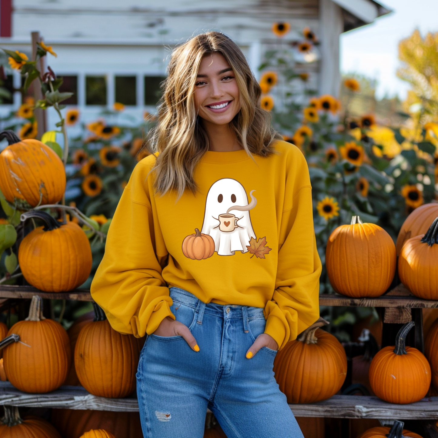 Ghost With Coffee DTF Print