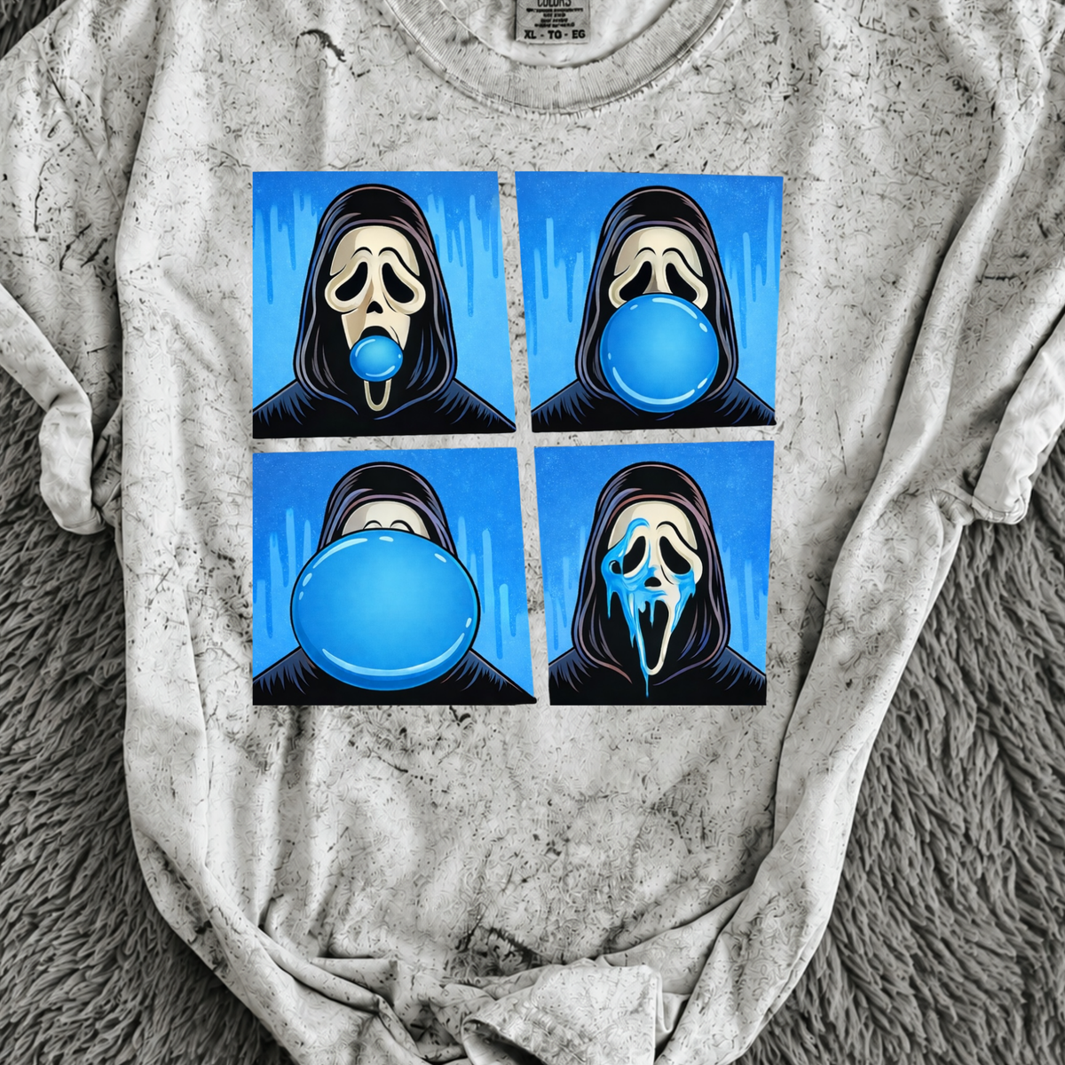Blue Face Blowing Bubble DTF Print