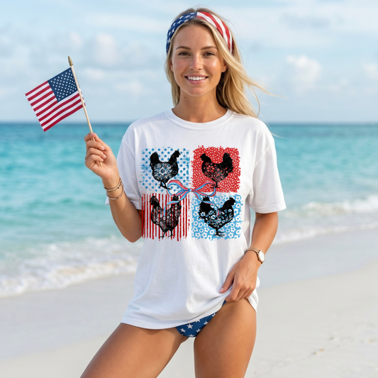 4th Of July Chickens DTF Print