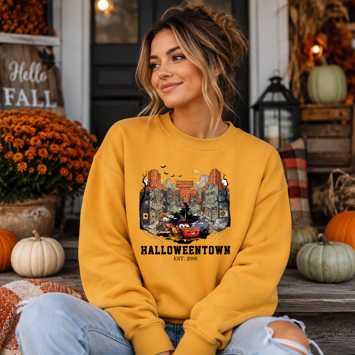 Town Halloween Car DTF Print
